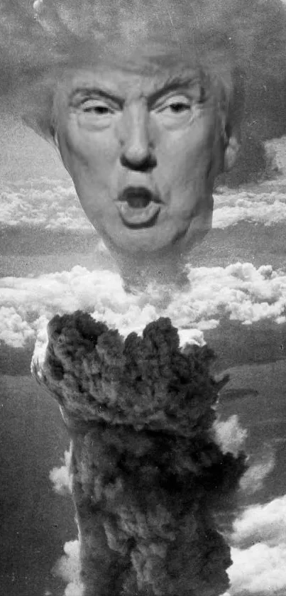 Surreal cloud face in monochrome design.