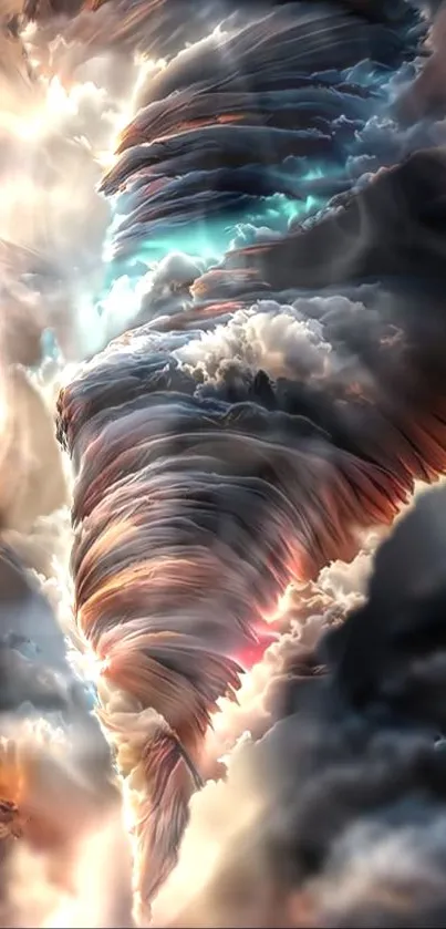 Surreal cloud wallpaper with dynamic swirling design