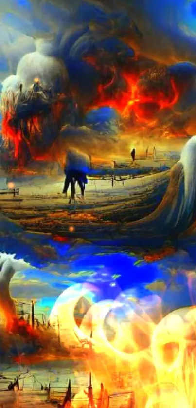 Surreal dreamscape wallpaper with vivid colors and imaginative scenery.