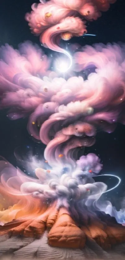 Surreal cloud fantasy wallpaper with vibrant colors.