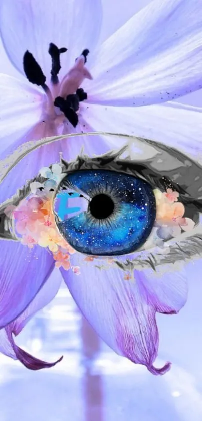 Surreal eye with flower petals mobile wallpaper