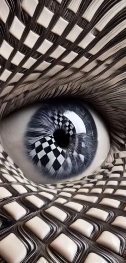 Surreal eye with 3D geometric pattern design