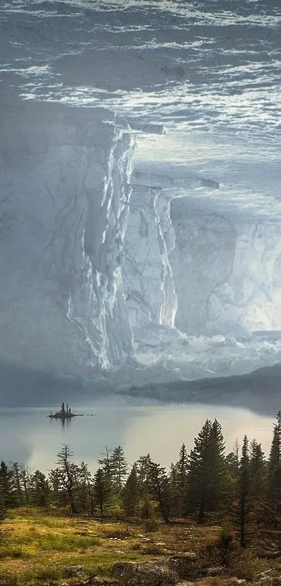 Surreal mountain landscape with sky reflection mobile wallpaper.