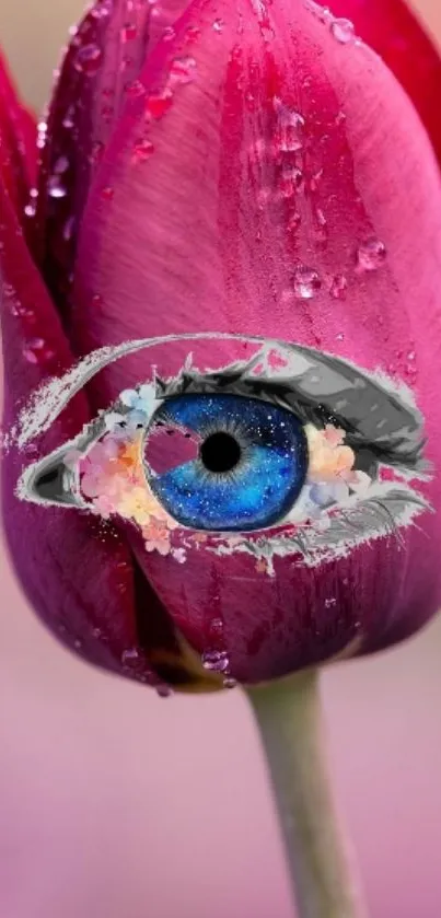 Surreal tulip with eye design art wallpaper.