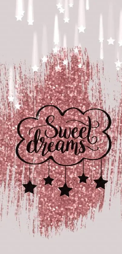 Sweet dreams pink glitter design with stars.