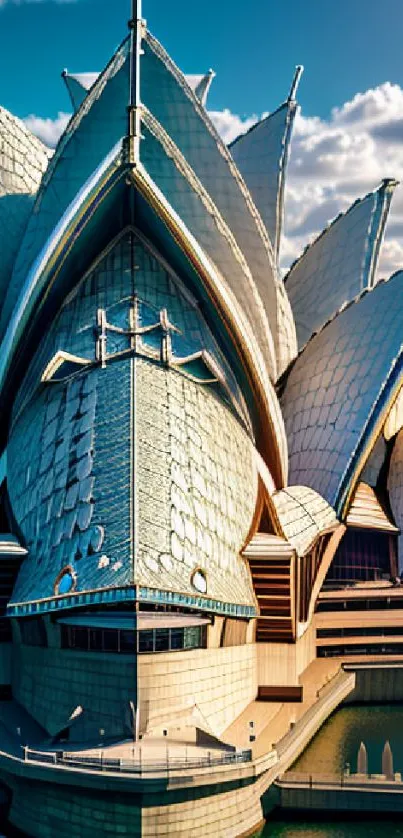 Sydney Opera House with blue sky background.