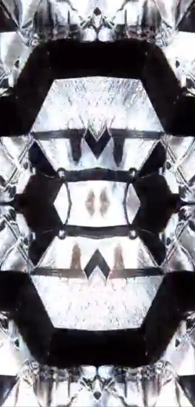 Abstract symmetrical design with metallic shades.