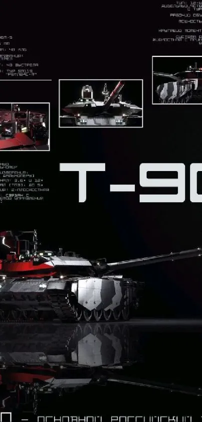 T-90 tank displayed in sleek design with military technology.