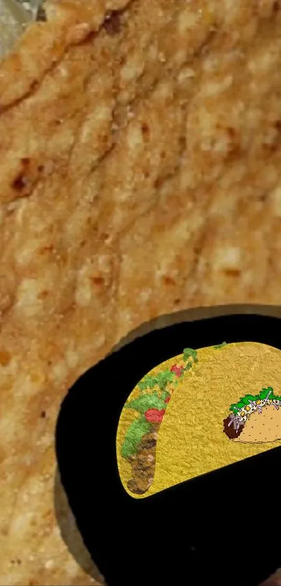 A close-up view of a crispy taco wallpaper for mobile phones.