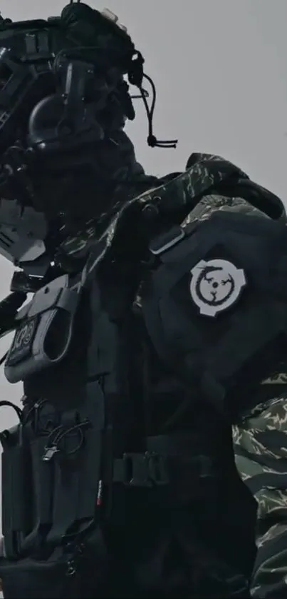 Soldier in tactical gear mobile wallpaper.