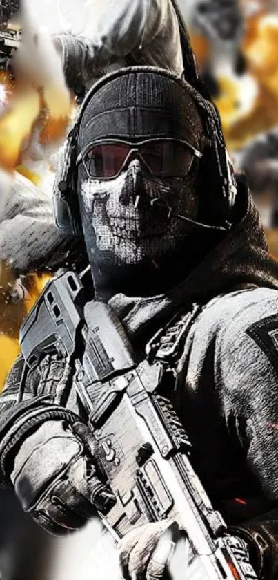 Masked tactical soldier in action wallpaper.