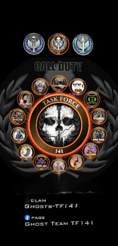 Task Force 141 emblem on a dark-themed wallpaper.