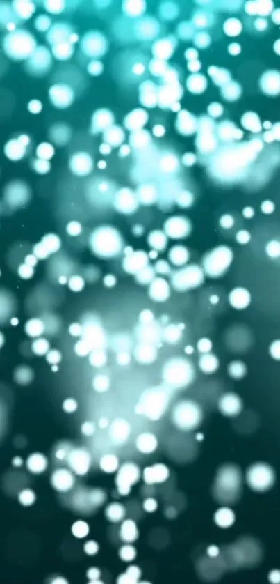 Teal bokeh mobile wallpaper with blurred light spots.