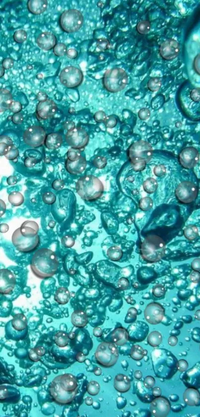 Teal bubbles mobile wallpaper with floating spheres and aquatic theme.