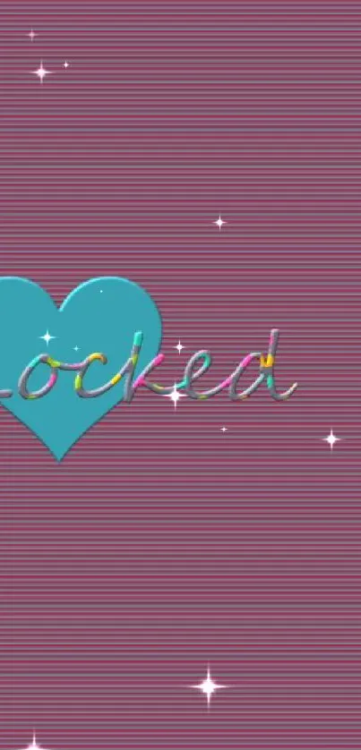 Teal heart and colorful 'Locked' text on striped background.