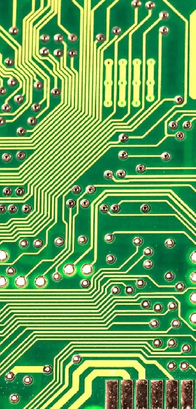 Intricate green circuit board design wallpaper.