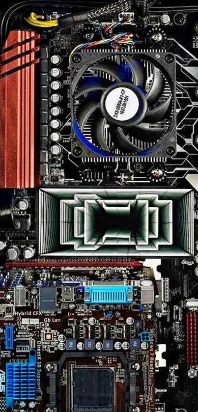 Detailed circuit board design mobile wallpaper.