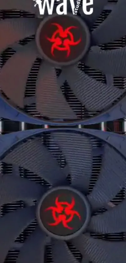 Cooling fans with red central design in tech wallpaper.