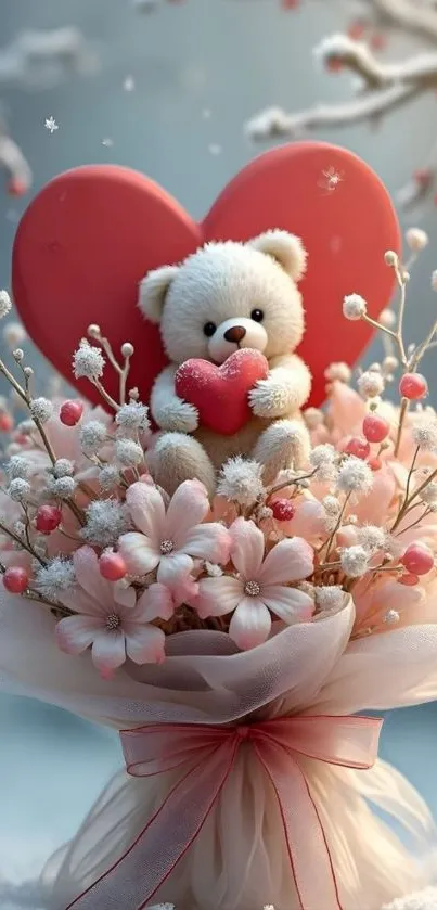 Teddy Bear Red Heart Live Wallpaper