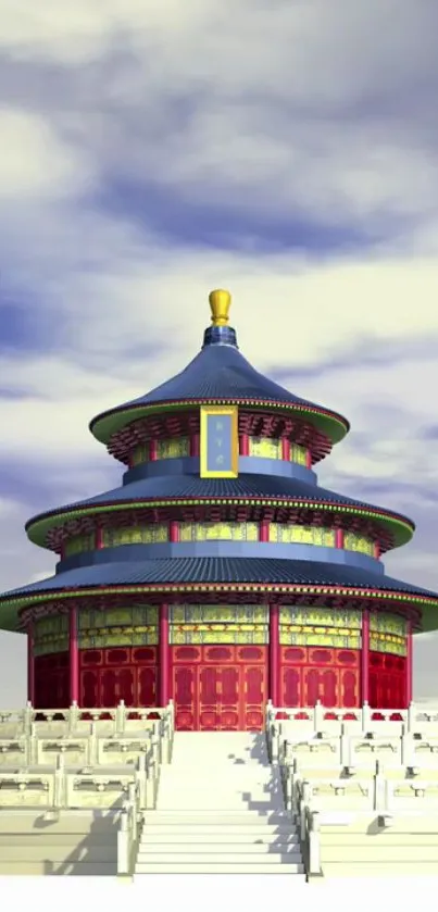 Temple of Heaven illustration with blue sky.