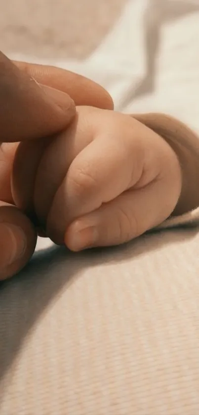 Heartwarming image of a baby hand gently held, symbolizing love and care.