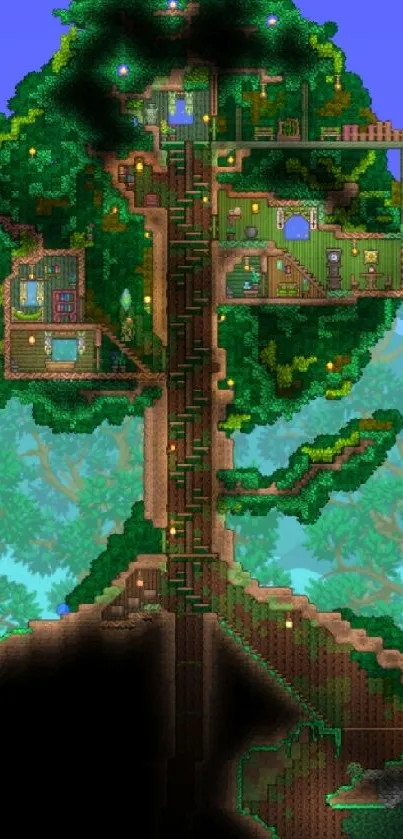 Terraria treehouse wallpaper with lush design.