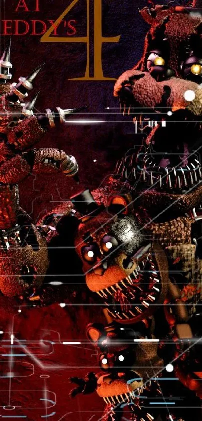 Five Nights at Freddy's 4 horror wallpaper featuring animatronics.