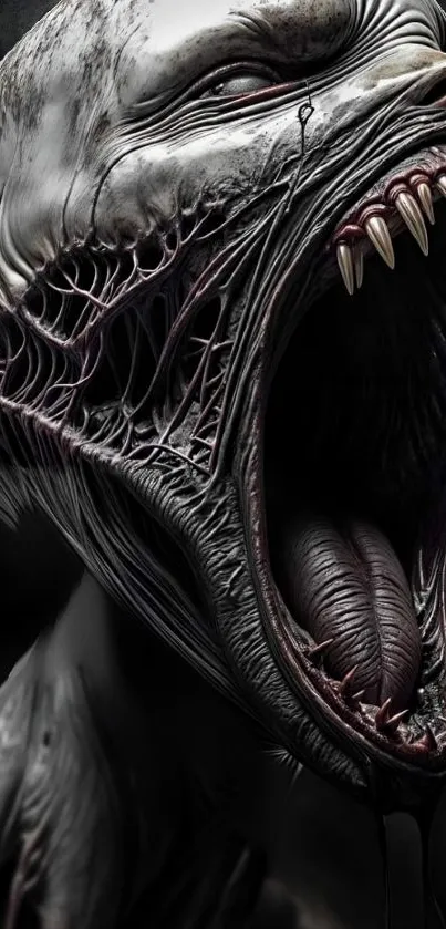 Terrifying horror creature with sharp teeth