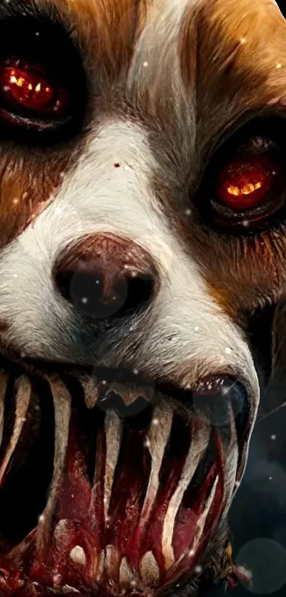 Terrifying horror-themed dog wallpaper with dark, eerie design.