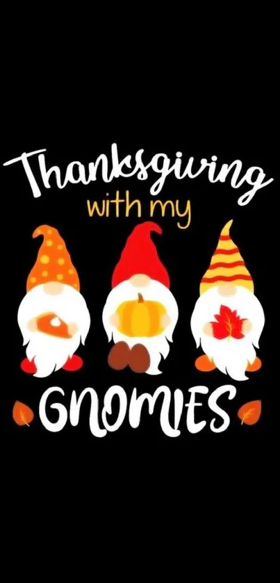 Thanksgiving gnomes wallpaper with autumn colors.