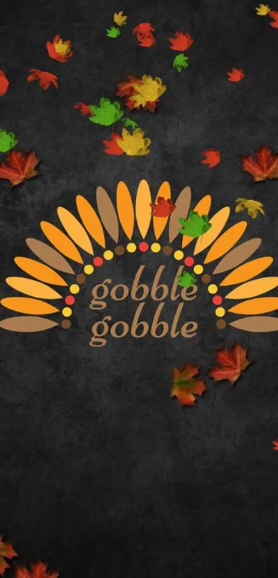 Thanksgiving wallpaper with autumn leaves and turkey design.