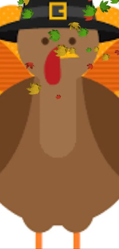 Cartoon turkey with pilgrim hat for Thanksgiving wallpaper.