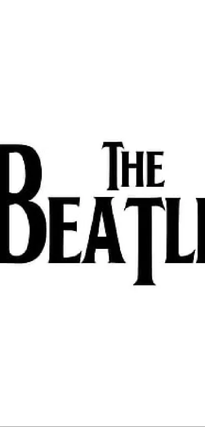 Minimalist The Beatles logo in black and white for mobile wallpaper.