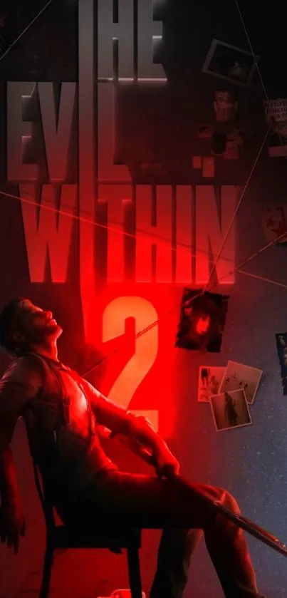 The Evil Within 2 mobile wallpaper with a dramatic red scene.