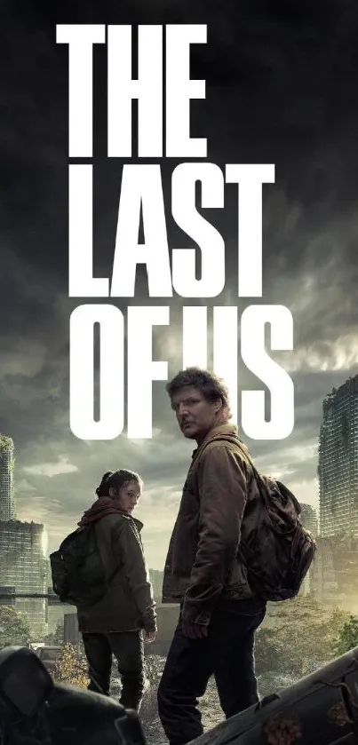 The Last of Us wallpaper with dramatic, dark city landscape.