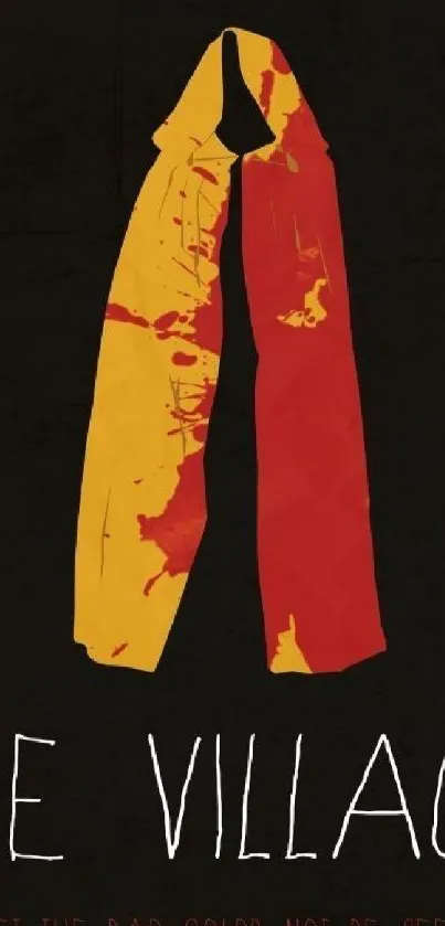 The Village movie poster with red and yellow scarf on black background.