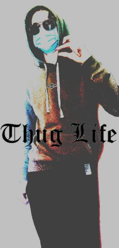 Thug Life wallpaper with a hooded figure.