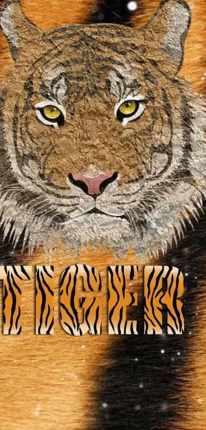 Stylized tiger face with orange-black fur pattern, perfect for mobile wallpaper.