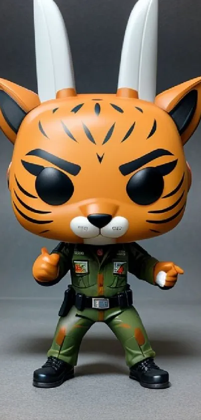 Cute tiger figurine posing in a playful style.