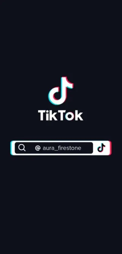 TikTok logo on a black mobile wallpaper background.