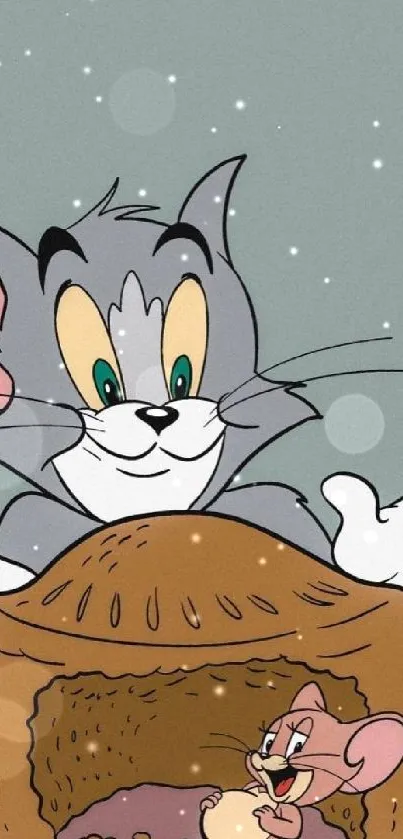 Tom and Jerry animated wallpaper with playful scene.