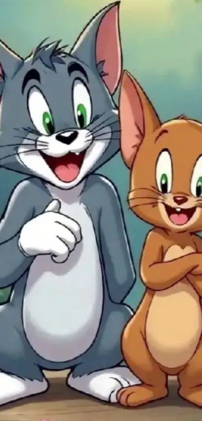 Tom and Jerry cartoon wallpaper with animated characters.