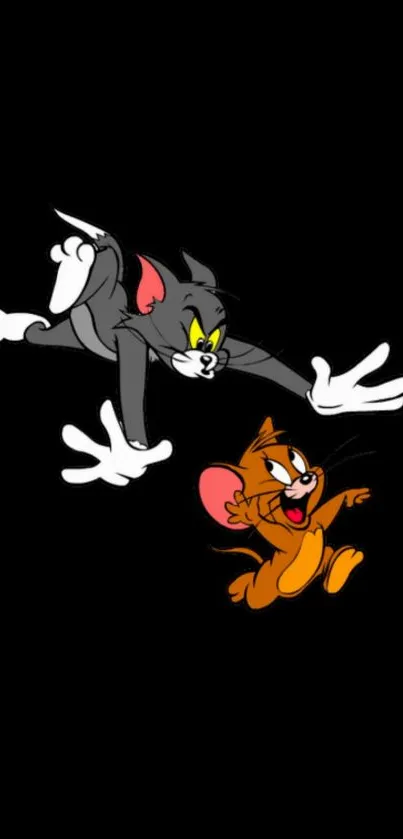 Tom and Jerry cartoon wallpaper on a black background.