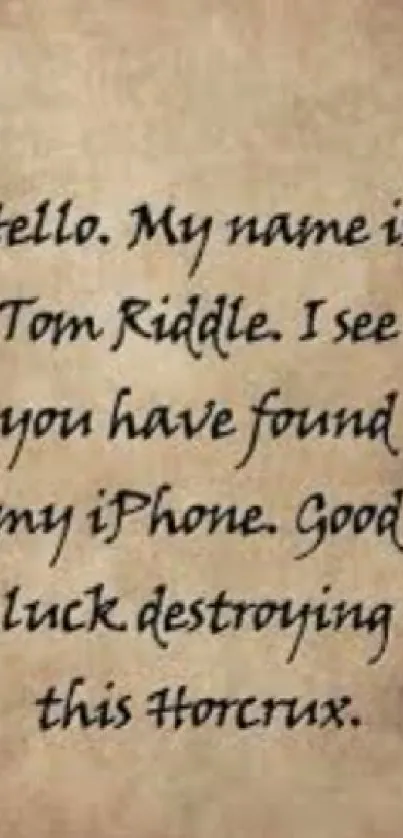 Tom Riddle quote on vintage paper background.