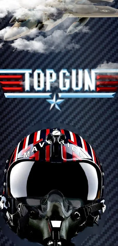 Top Gun fighter jet and helmet wallpaper for mobile.