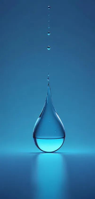 Minimalist blue water drop on gradient background wallpaper.