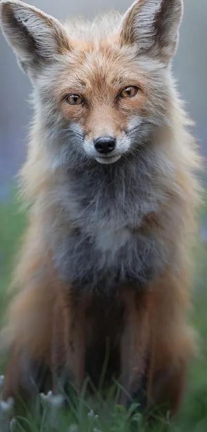 Serene fox in lush greenery wallpaper for mobile background.