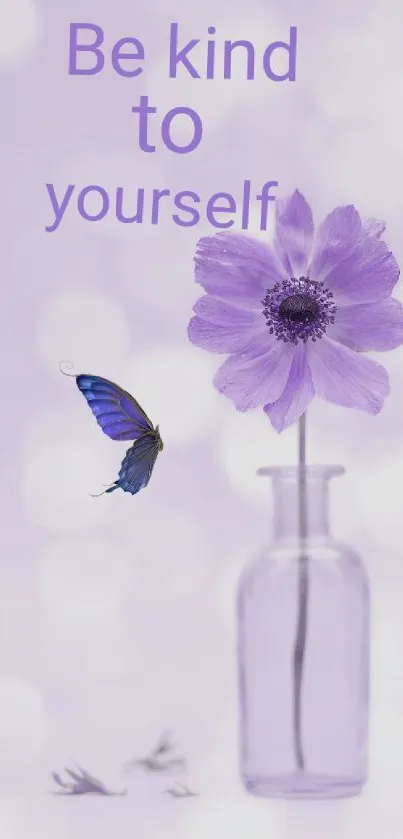 Lavender flower with butterfly and inspiring text wallpaper.