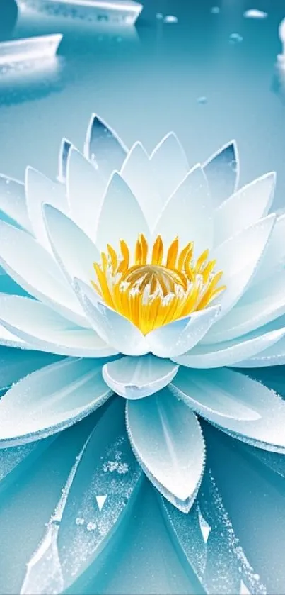 Serene lotus flower on tranquil water background.