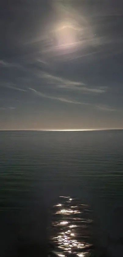 Moonlight reflecting on a calm ocean under a clear night sky.